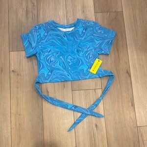 EleVen by Venus Williams Blue Swirl Crop Top